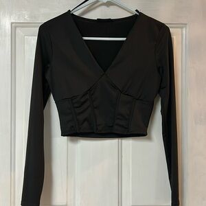 Black V Neck Crop Top